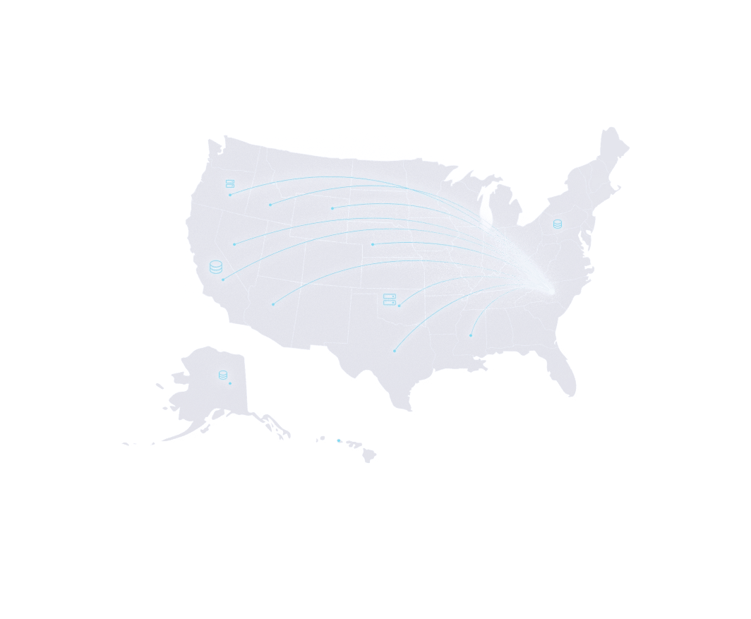 Map of the United States showing Bchex data sources across the country
