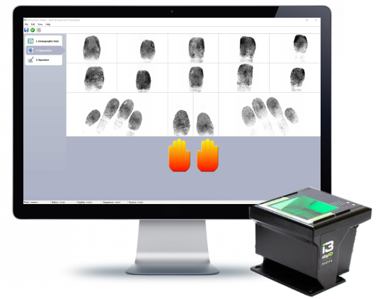 Computer screen showing someone's fingerprints