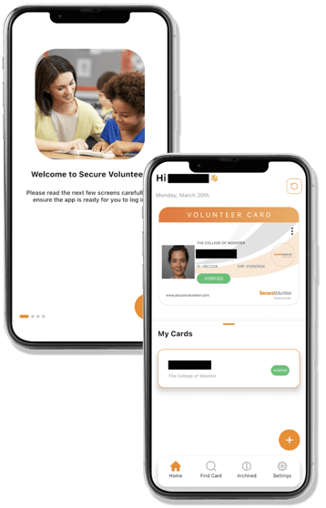 secure volunteer app screens