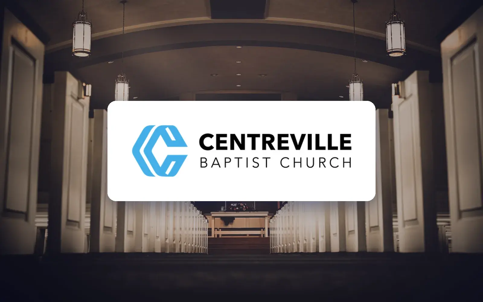 Centreville Baptist Church logo over a chapel