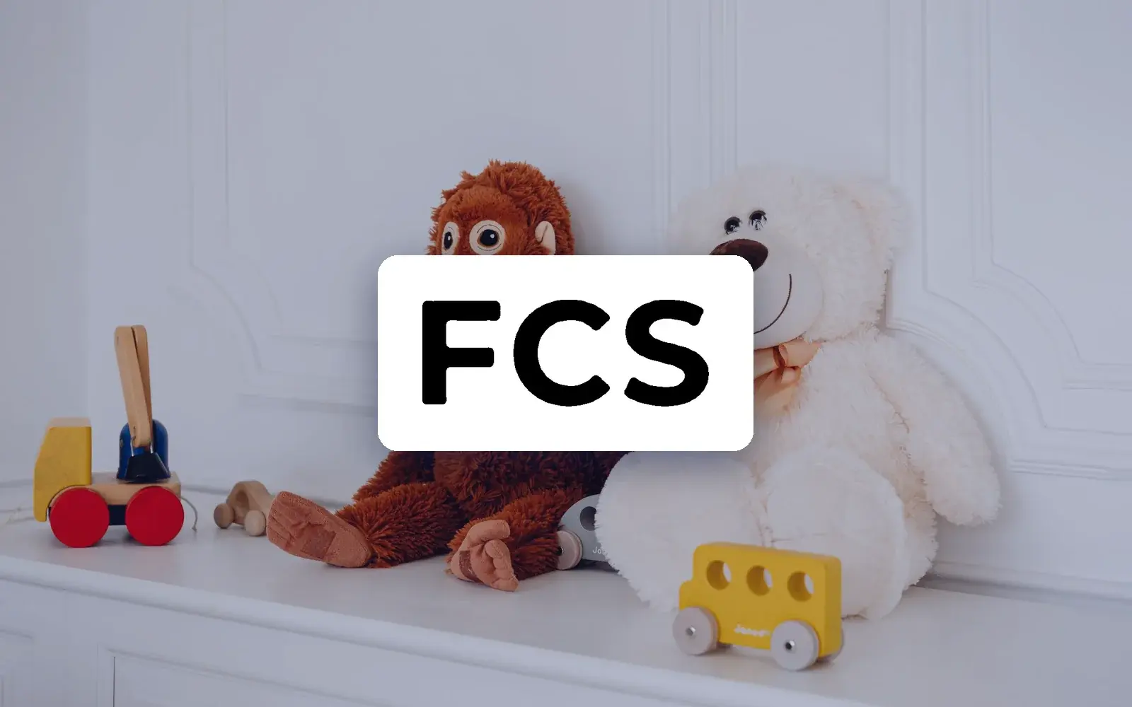 First Choice Sitters logo over children's toys