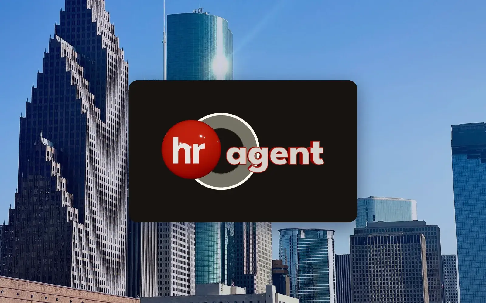 HR Agent logo over the Houston skyline