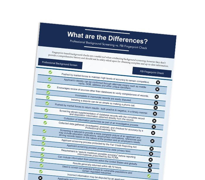 Differences: fingerprints and screening